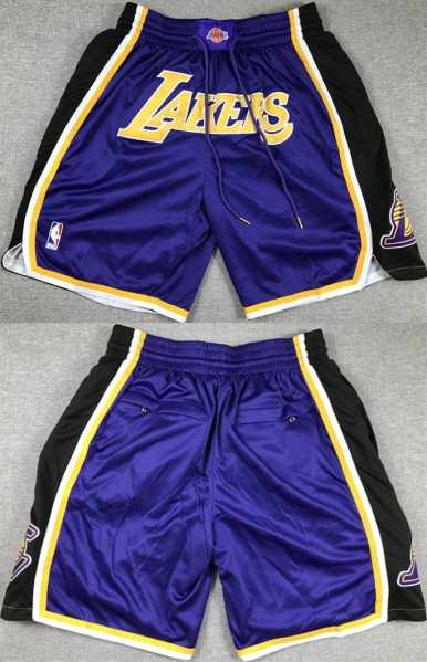 Men%27s Los Angeles Lakers Purple Black Shorts (Run Small)->nba shorts->NBA Jersey